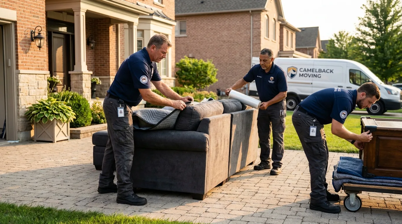Large estate moving crew wrapping furniture in Dayton, MN
