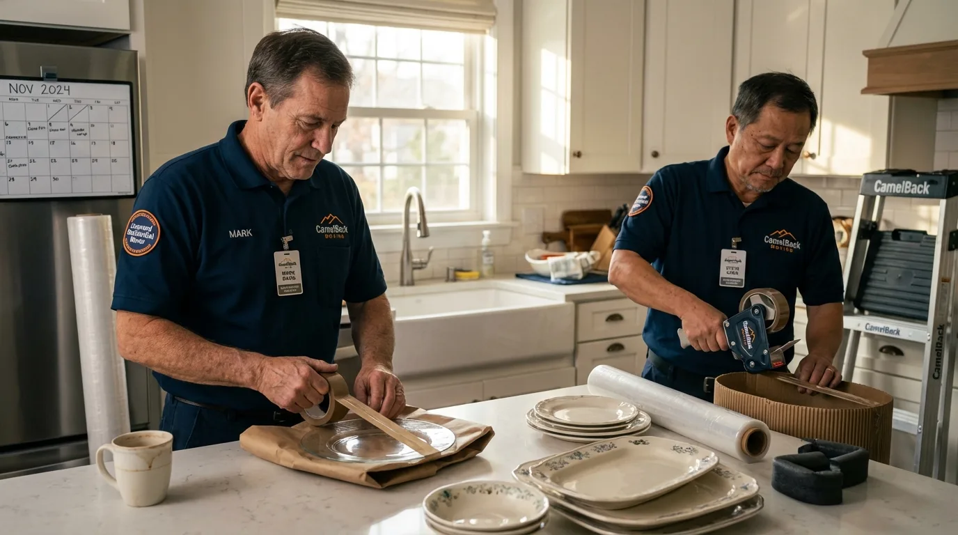 Professional crew packing kitchen dishware in Dayton, MN